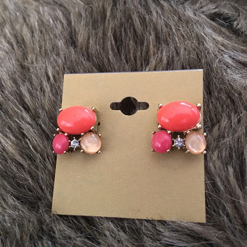 Vintage repurpose cabochon glass pierced earrings